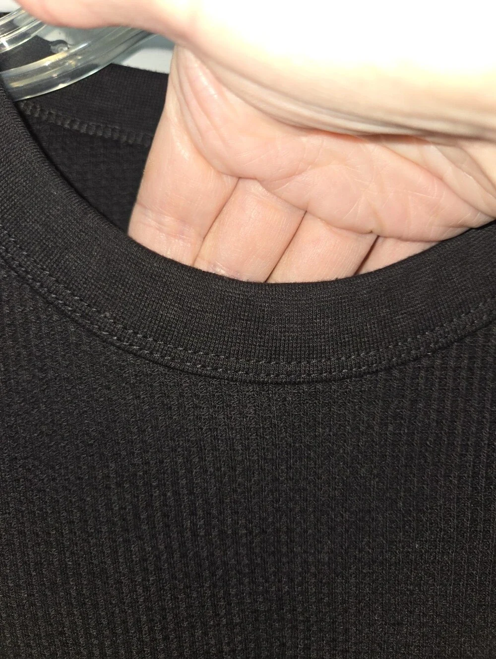 Cotton Net Supreme Men's XL Black Crewneck Waffle Thermal Top